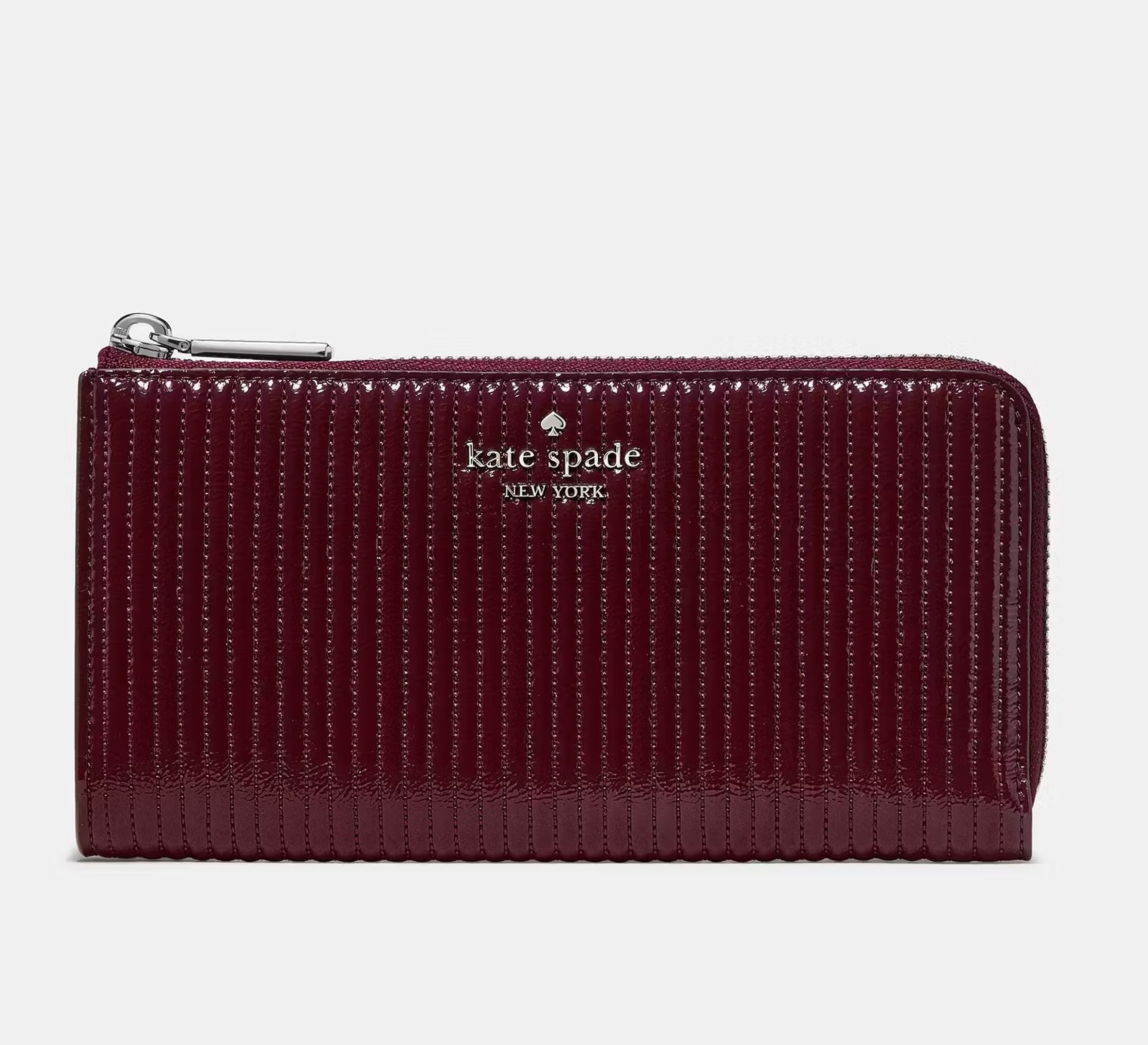 Kate Spade Shiny Quilted Large Slim L-zip Wallet