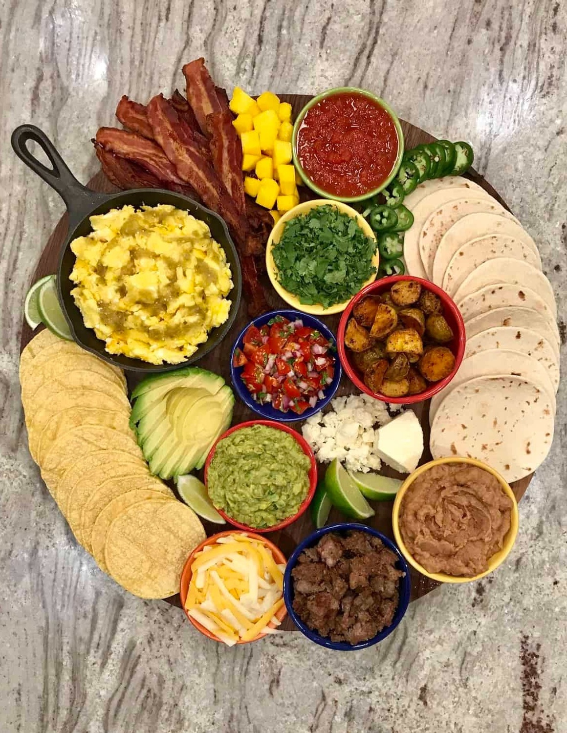Mexican snack board with toppings