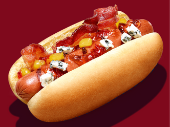 Sweet and spicy hot dog.