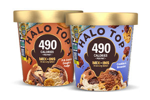Halo Top Cookies & Chocolate Brownies Light Ice Cream, Lower Calorie Frozen Dessert Pint, 16 fl oz and Halo Top Peanut Butter Cookie Dough and Fudge Light Ice Cream, Lower Calorie Frozen Dessert Pint, 16 fl oz 