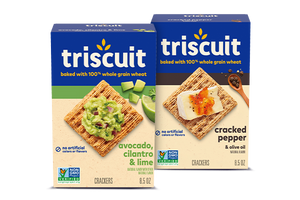 Triscuit avocado, cilantro and lime and cracked pepper crackers.