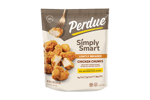 Bag of Perdue Simply Smart Lightly Breaded Chicken Chunks.