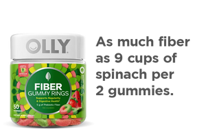Fiber Gummy Rings, As much fiber as 9 cups of spinach per 2 gummies.