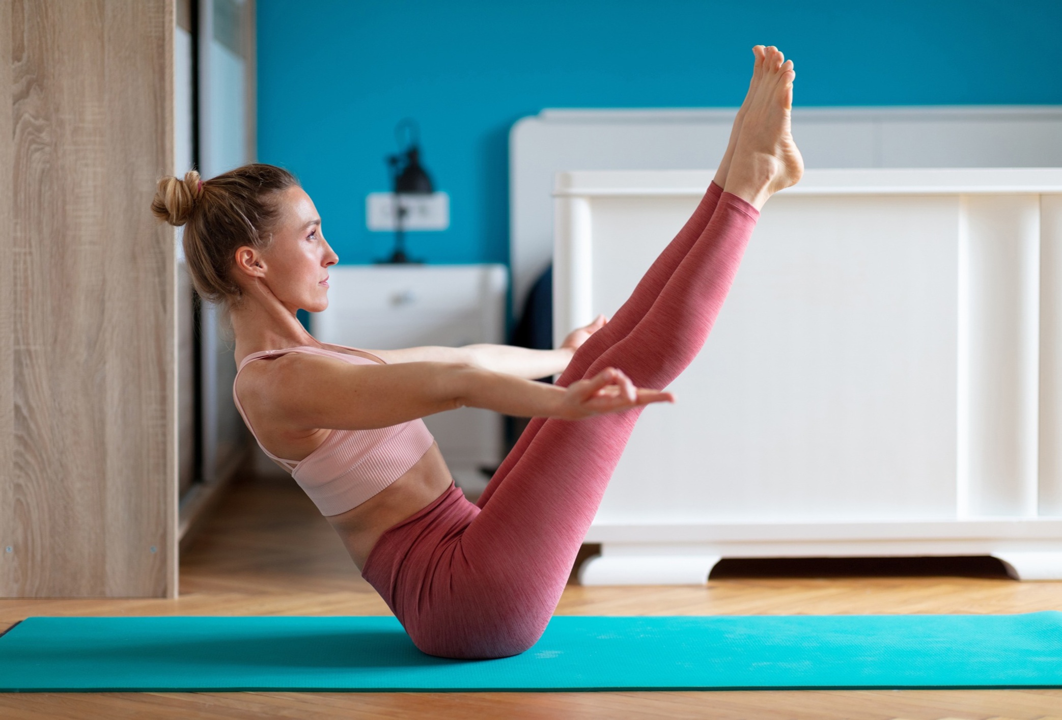 Woman with legs up pose