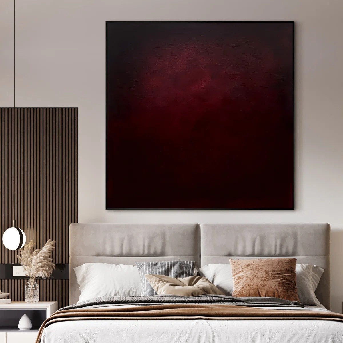 Extra Large Deep Burgundy Red Abstract Wall Art Print - Minimalist Contemporary Decor for Living Room or Bedroom
