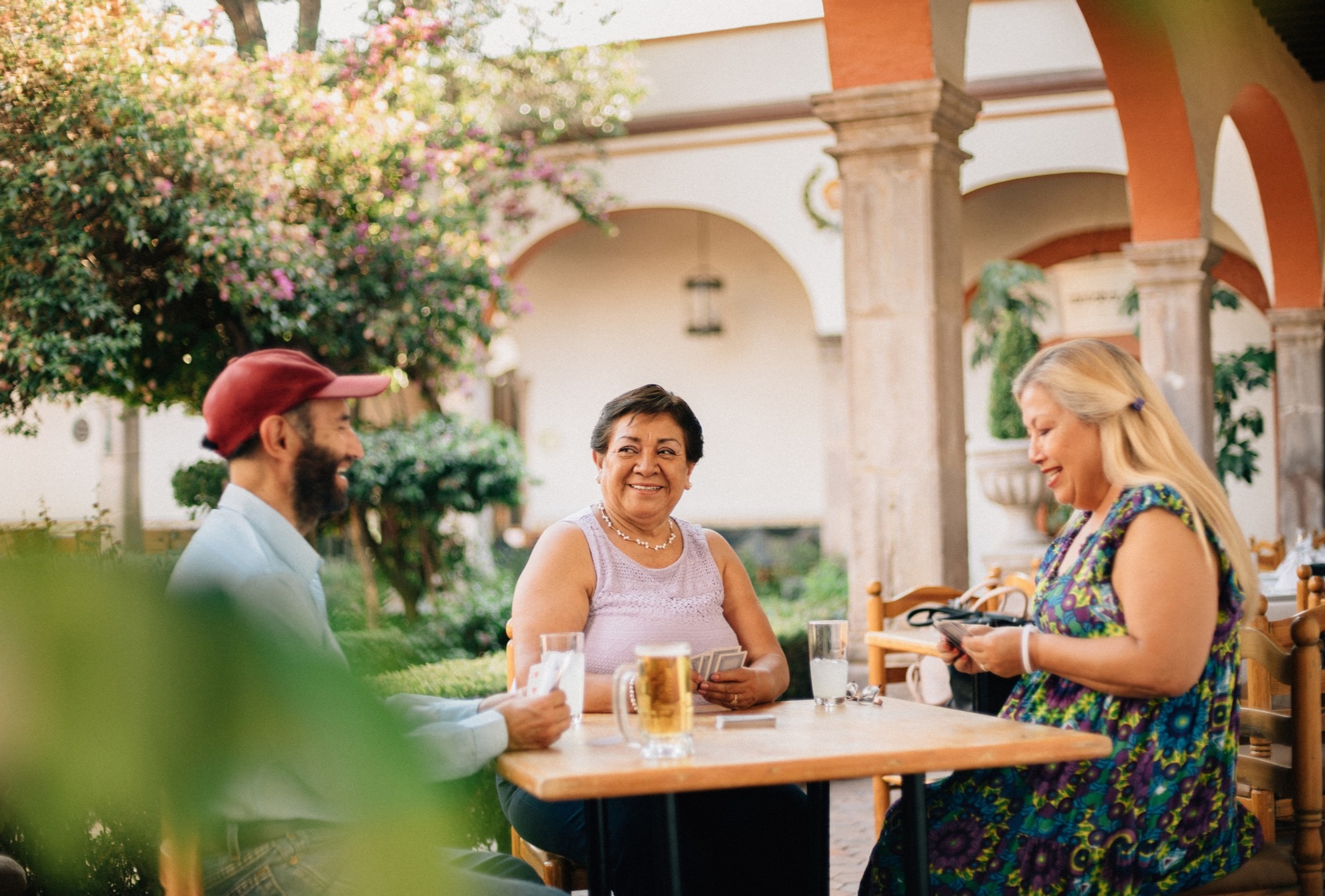 Three people drinking