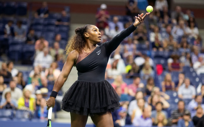 Serena Williams serving
