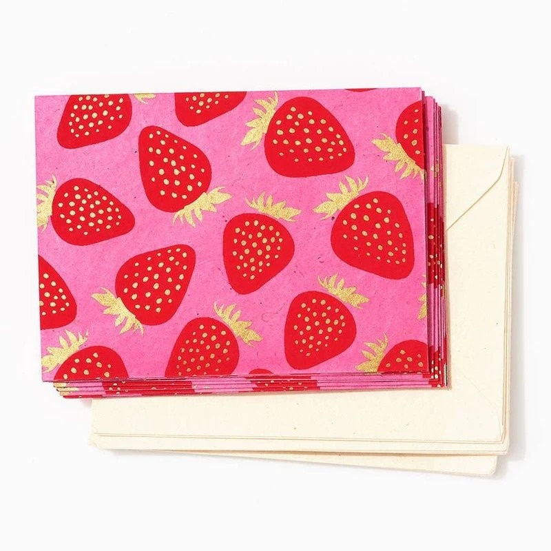 Papersource Bright Strawberries Fine Paper Stationery Set
