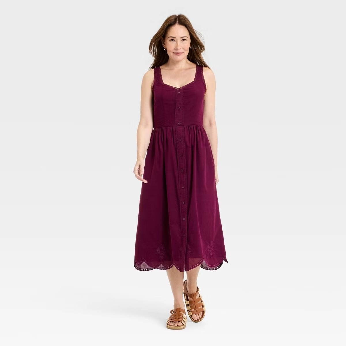 Women's Sleeveless Button-Up Midi A-Line Dress - Universal Thread™