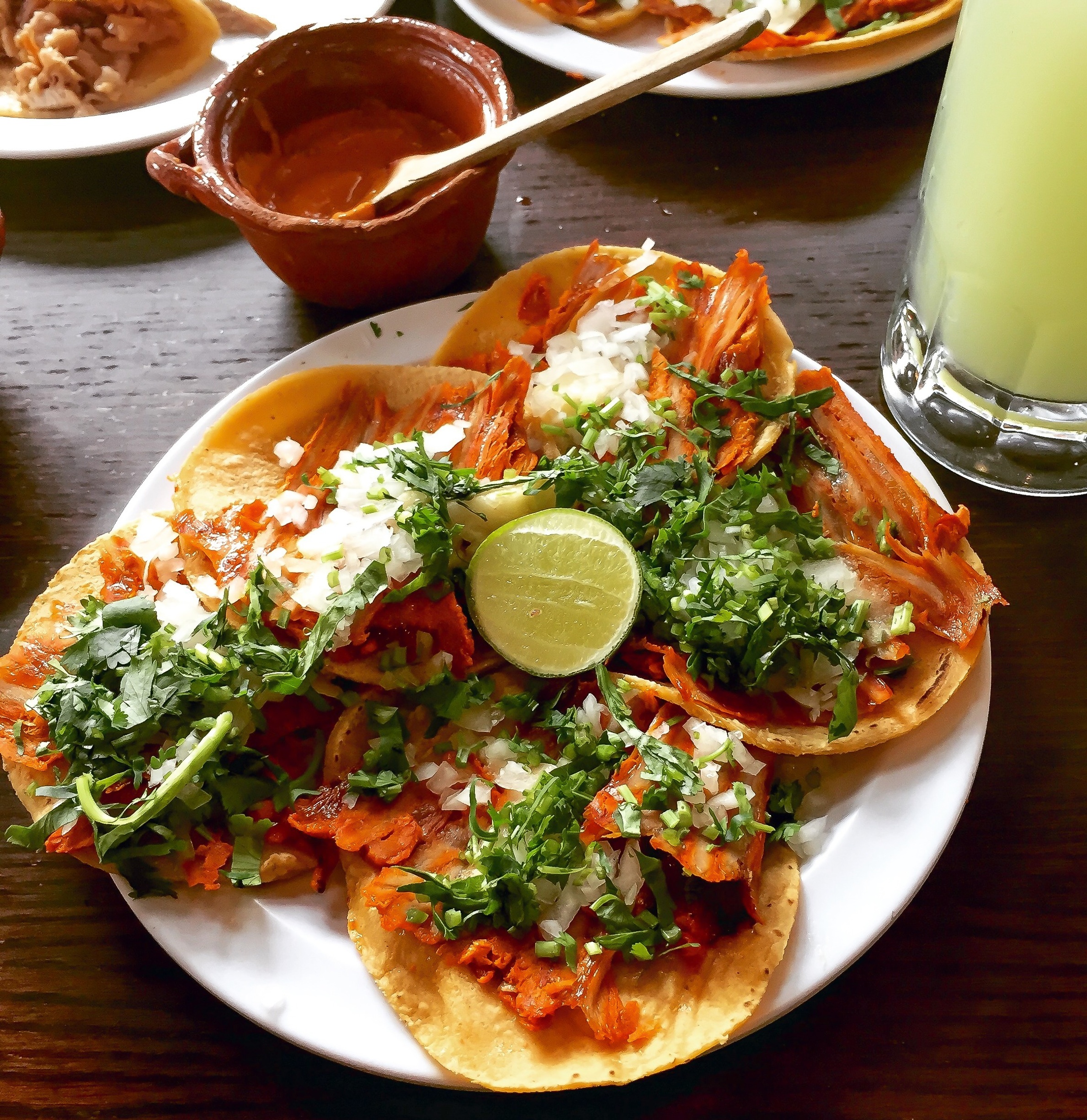 Tacos al pastor on a plate