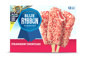 Blue Ribbon Classics Strawberry Shortcake Coated Artificially Flavored Vanilla Frozen Dessert Treat Bar, 36 fl oz, 12 Pack