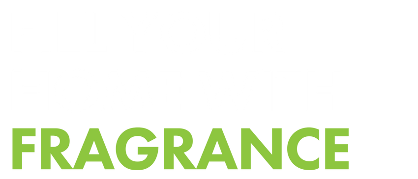 White and green text that reads "Fill Your Home With Fragrance"