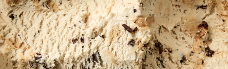 Closeup of chocolate and vanilla ice cream.