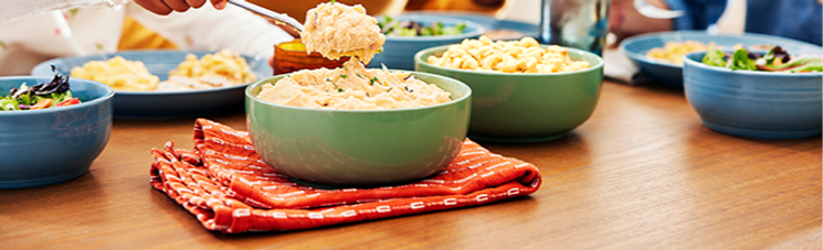 Table of food being served