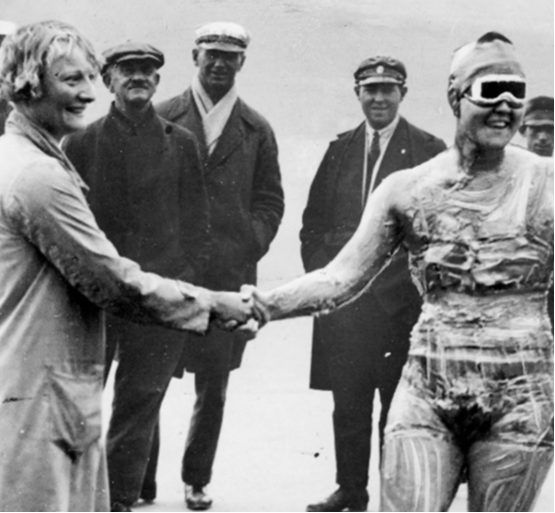 Gertrude Ederle shaking hands