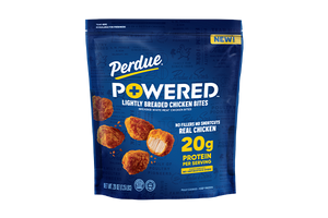 Bag of Perdue Powered Lightly Breaded Chicken Bites.