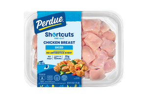 Tray of Perdue Diced Chicken Breast.