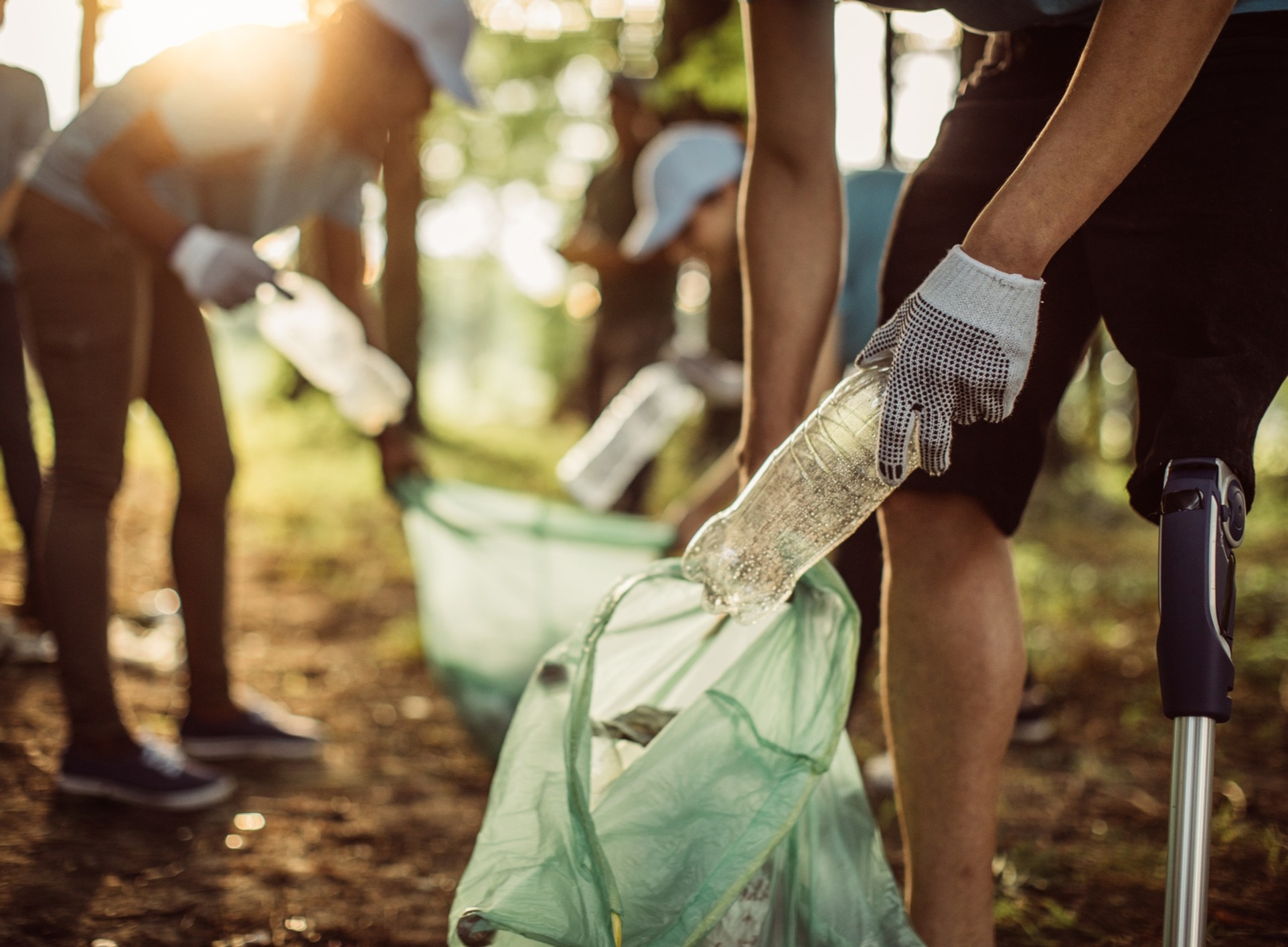 People cleaning up a park