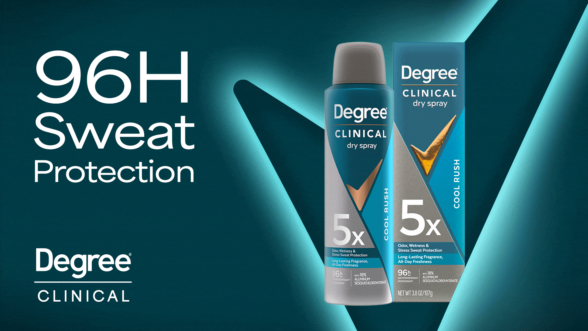 Degree Clinical products that are ninety-six hour protection switching back and forth between men's and women's.